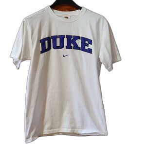 Nike DUKE White Team Apparel Spellout T-Shirt Small Cotton College Fanwear
